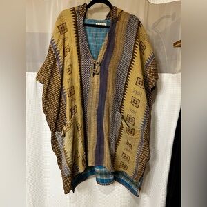 Bohemian Patchwork Tunic Top in Mustard and Brown